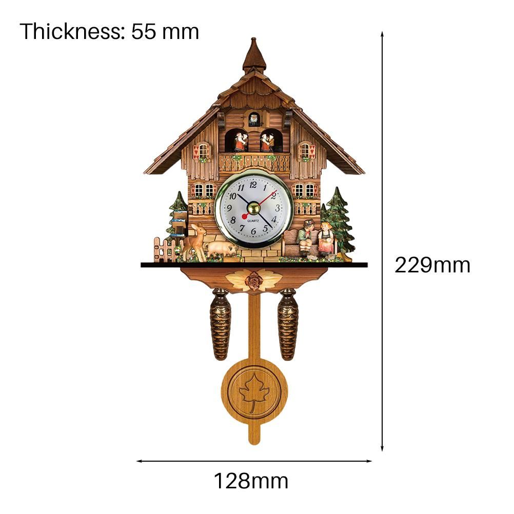 Cuckoo Clock Antique Wooden Cuckoo Birdhouse Wall Clock Home Decor Hanging Cuckoo Clock Auto Swing Bell Pendulum Home Decor โ image 4