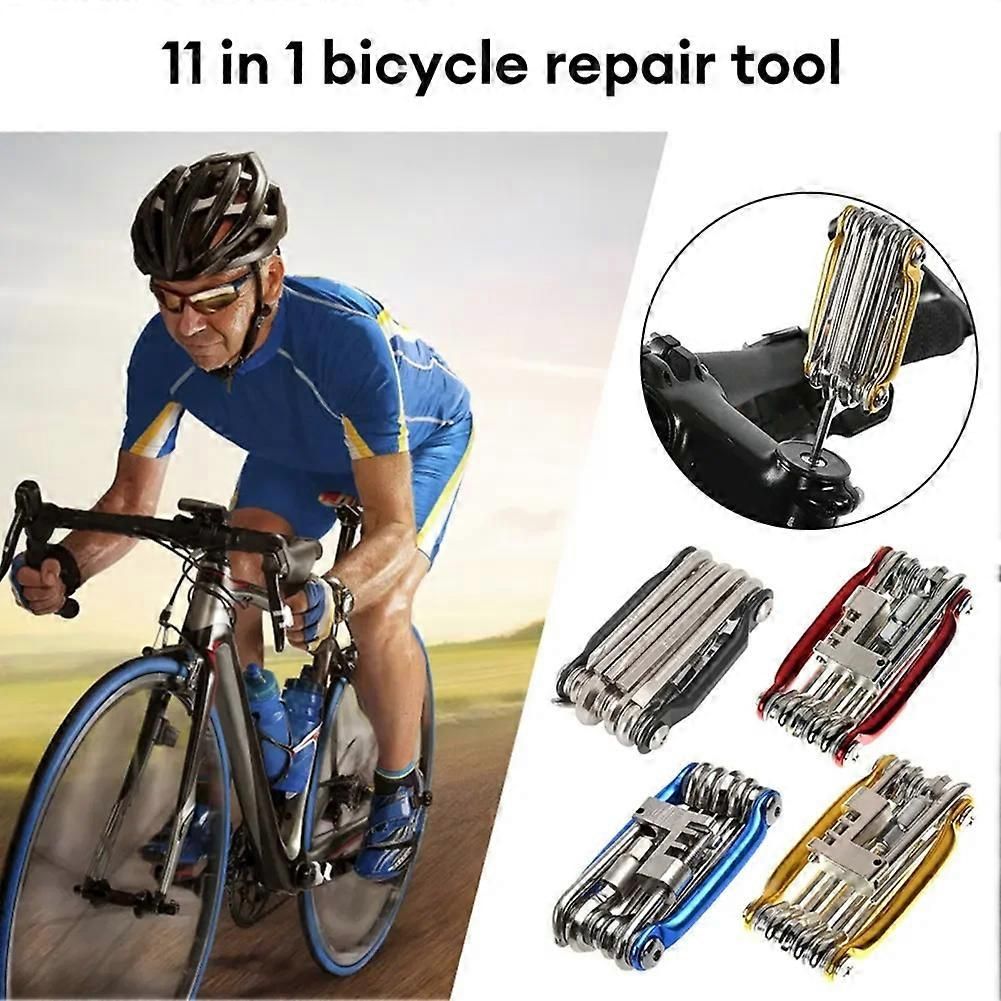 11 in 1 Bicycle Bike Multi Repair Tool Kit Mountain Bike Wrench Screwdriver Chain Hex Bicycle Repair Bicycle Accessories - Red โ image 2