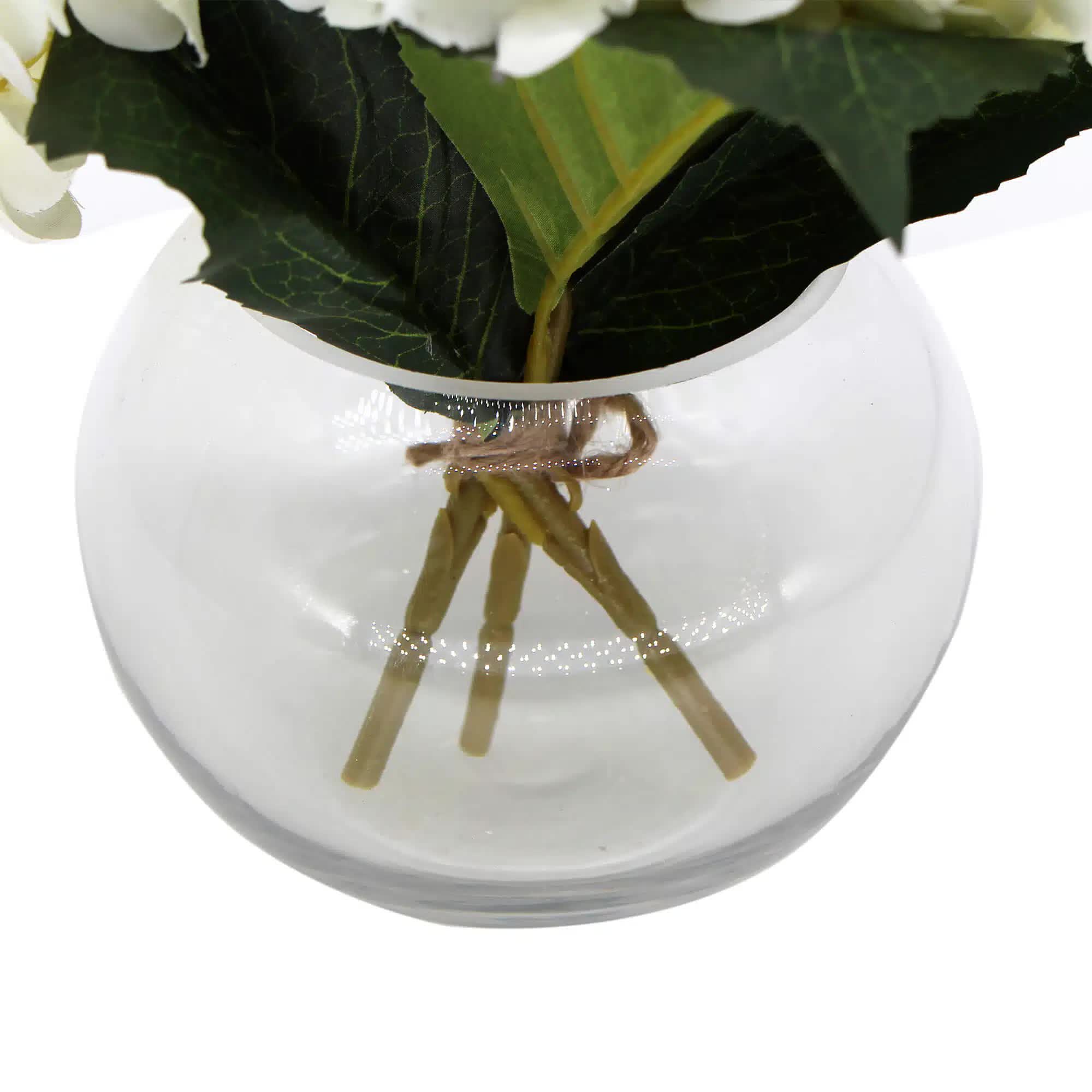 Premium Faux Hydrangea with Glass Vase (Artificial Flowering White Hydrangea) 23cm โ image 3