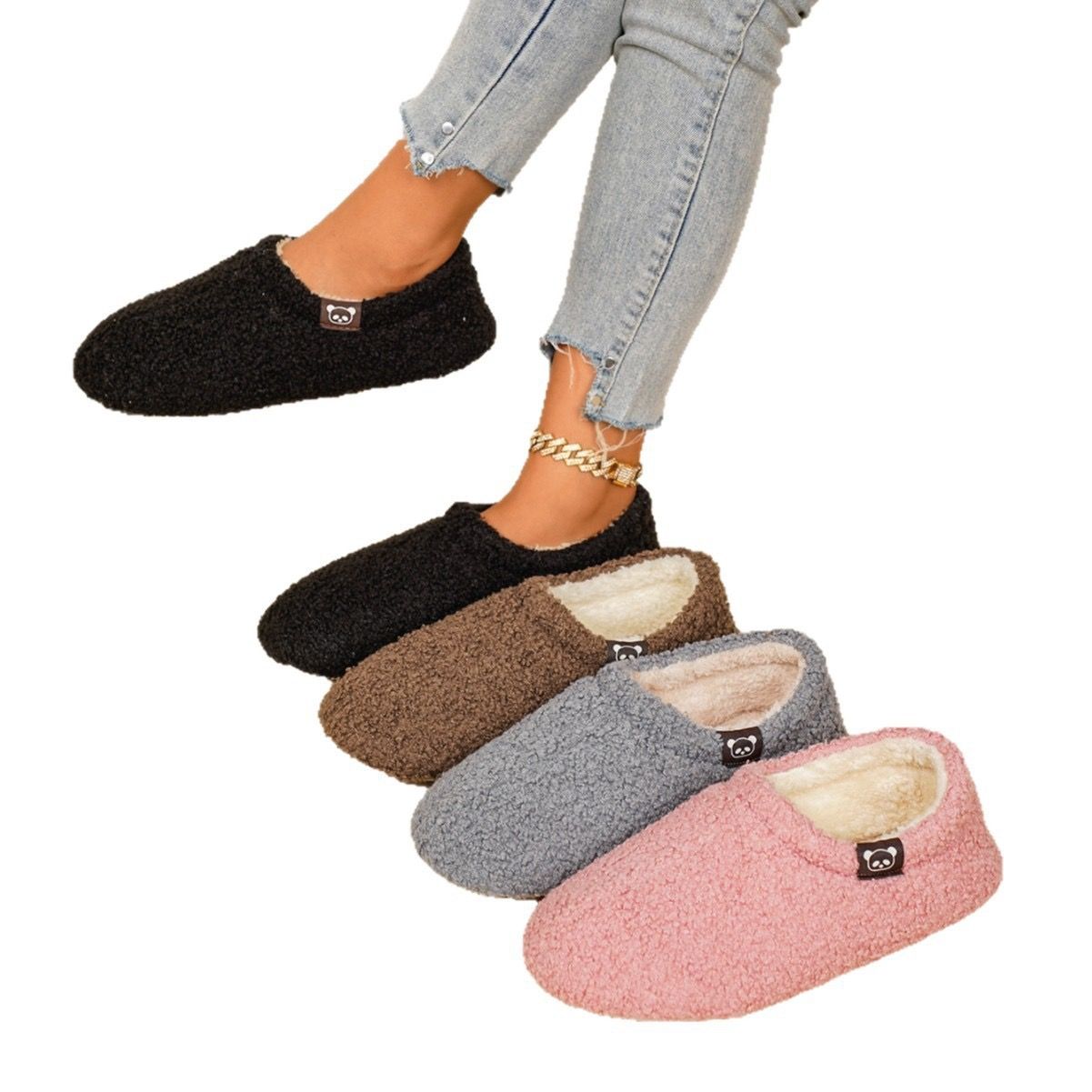 Cozy Winter House Slippers for Women – Thick Fleece-Lined, Slip-On Heel Support, Non-Slip Sole for Warm Indoor Comfort (L(40-41), Black) — image 3