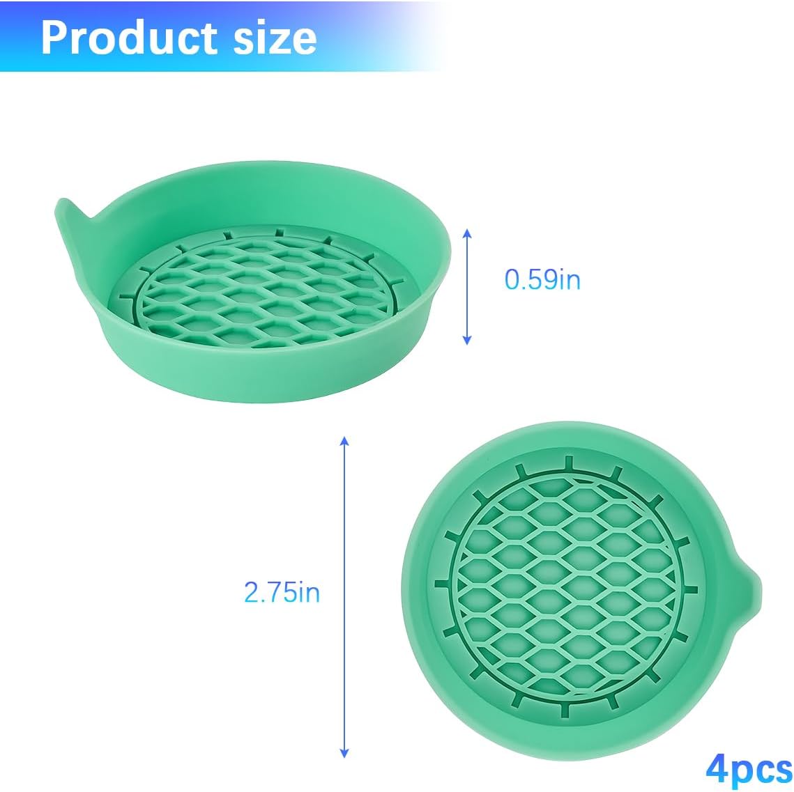 Car Silicone Anti-Slip Mats - Interior Accessories - Green - Pack of 4 โ image 2