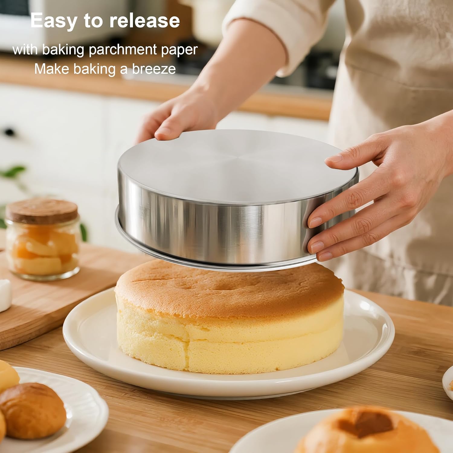 8 Inch Cake Pan Set of 2, Nonstick Stainless Steel Round Layer Cake Baking Pans with 100PCS Parchment Papers, Circle Cake Pan Tins for Birthday Christmas — image 6