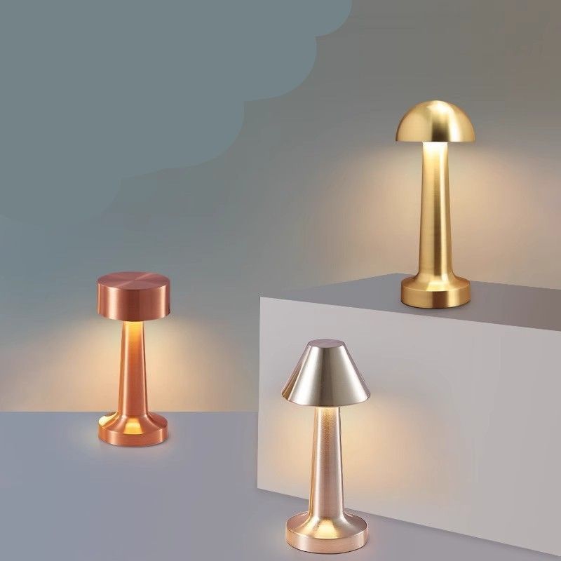 3-Color Dimmable LED Night Light Gold Dumbbell E Style, USB Charging Creative Metal Design, Bedroom Bedside Atmosphere Lamp, Popular Christmas — image 3