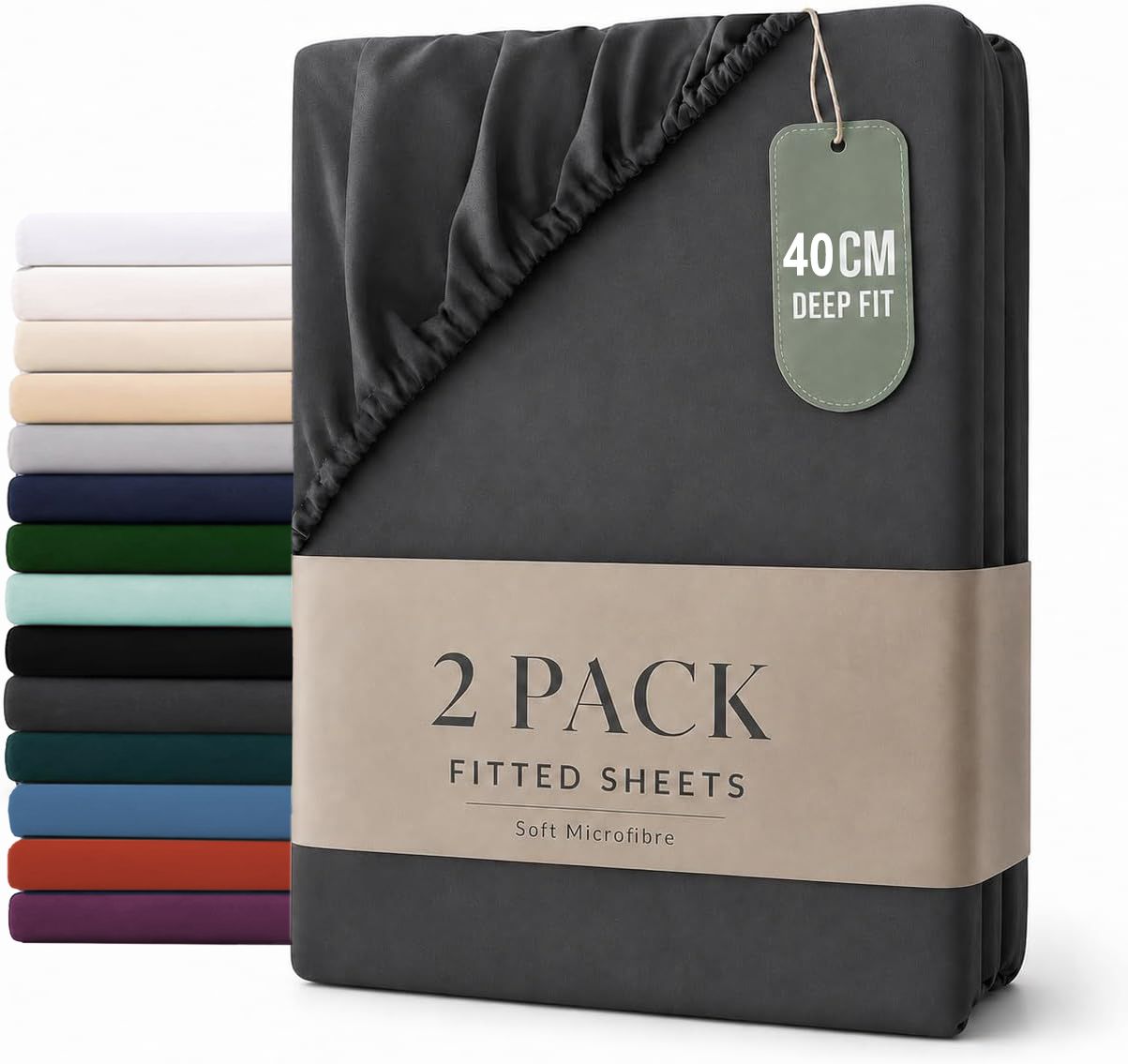 Hotel Quality Fitted sheets - 2 Piece Fitted sheets -Breathable Bedding - Wrinkle, Fade, Stain Resistant- 26inch/40cm Deep Pocket Fitted Bed Sheet-Wrinkle and