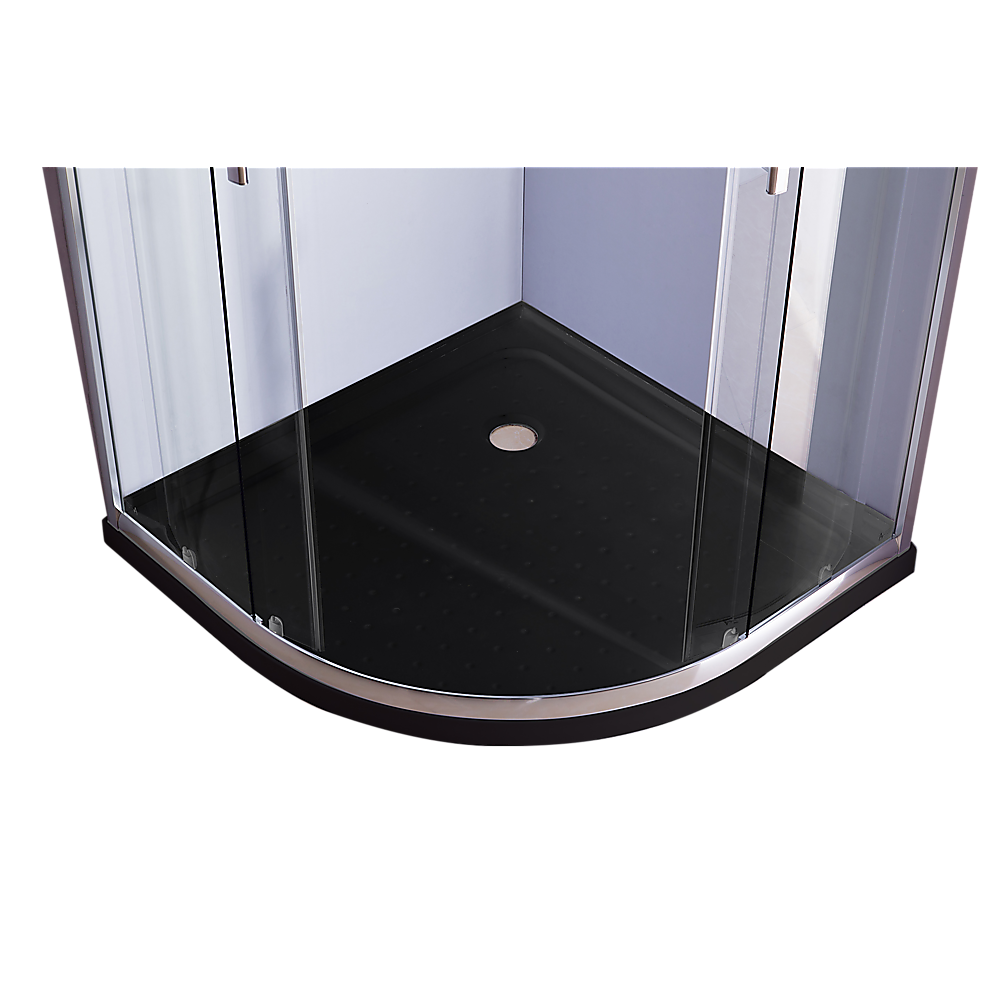 100 x 100cm Chrome Rounded Sliding 6mm Curved Shower Screen with Black Base โ image 6