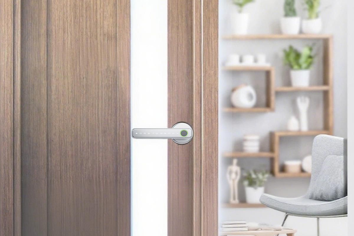5 in 1 Smart Door Lock Fingerprint Door Knob with IC Cards and Backup Keys - Silver โ image 4