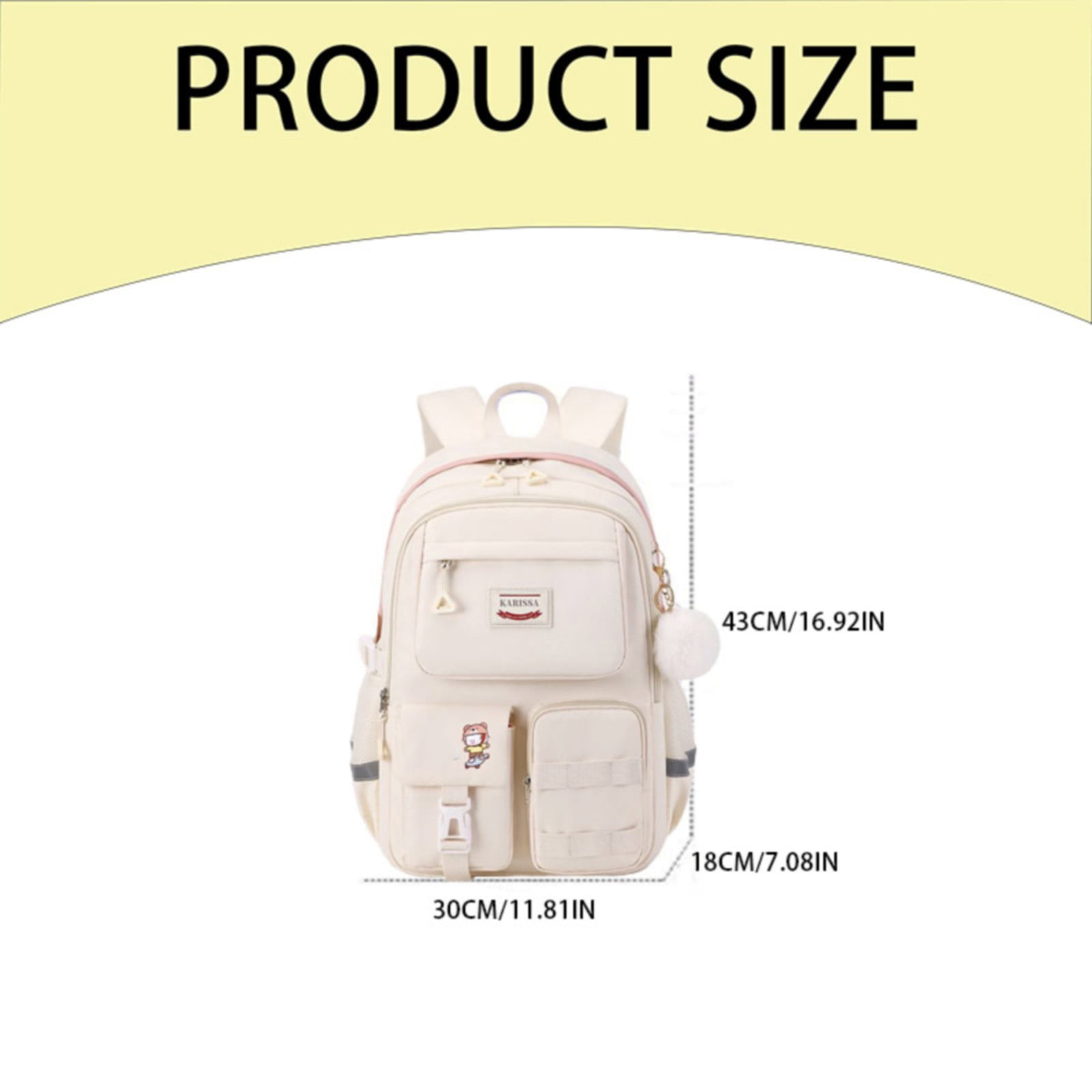Back to College school bag 17" Travel Backpack Carry on Laptop Backpack Overnight Bag Casual Daypack for Women Men White — image 3