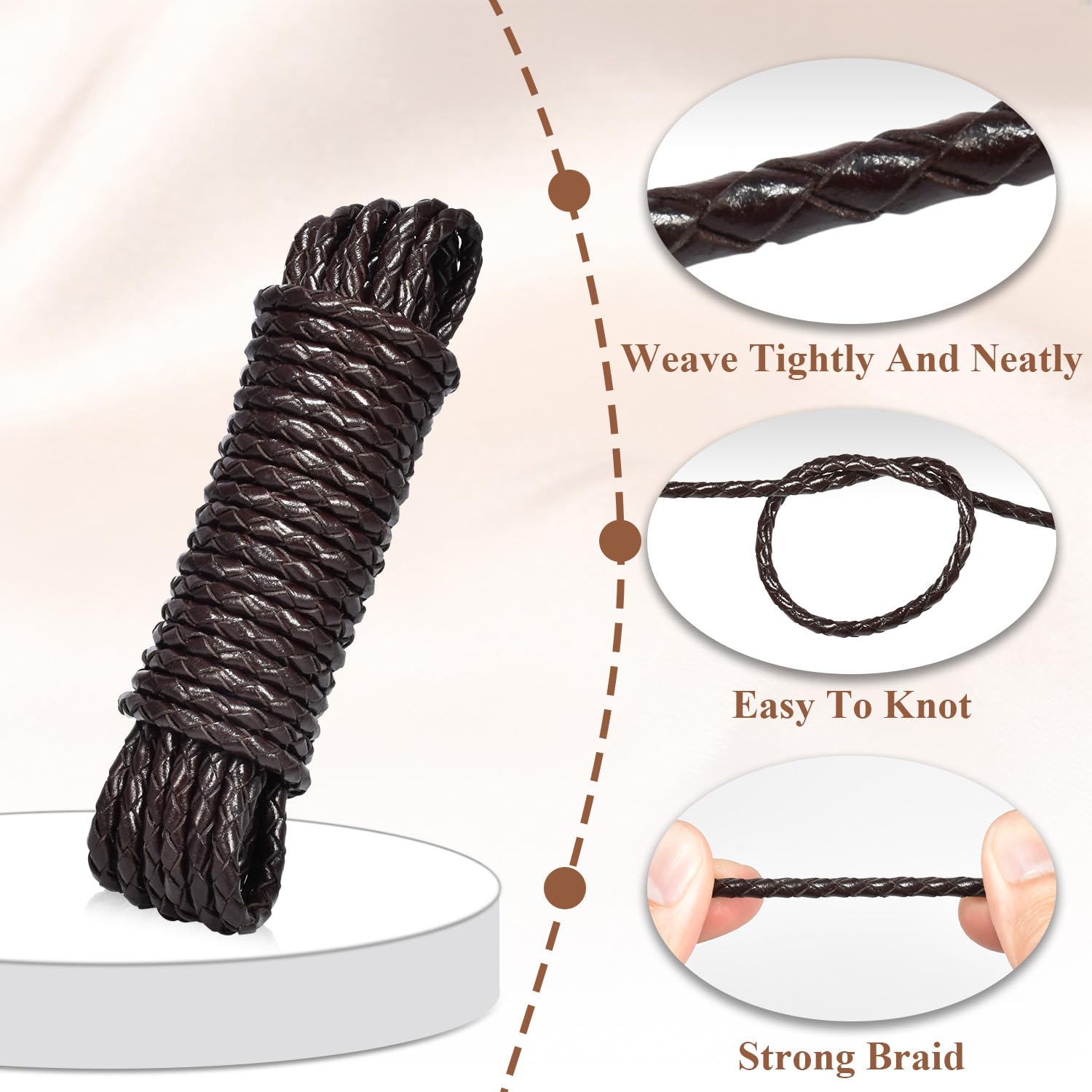 3mm 5.46yard Genuine Round Leather Cord for Jewelry Making, 0.4 mm Dia. 10 Rolls Copper Jewelry Wire 10 Beading Wire โ image 3