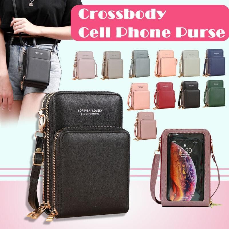 Women Crossbody Phone Purse Touch Screen Bag Rfid Blocking Wallet Shoulder Strap - Pink Purple โ image 2