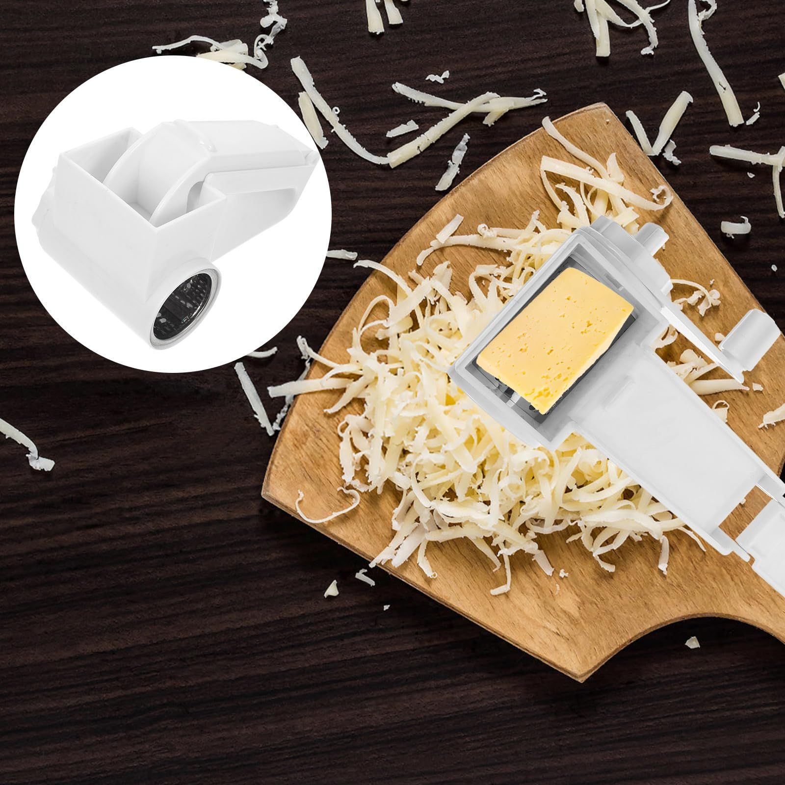 Generic Rotary Cheese Grater Stainless Steel for Hard Cheese, Parmesan,Nuts, Chocolate (White) — image 2