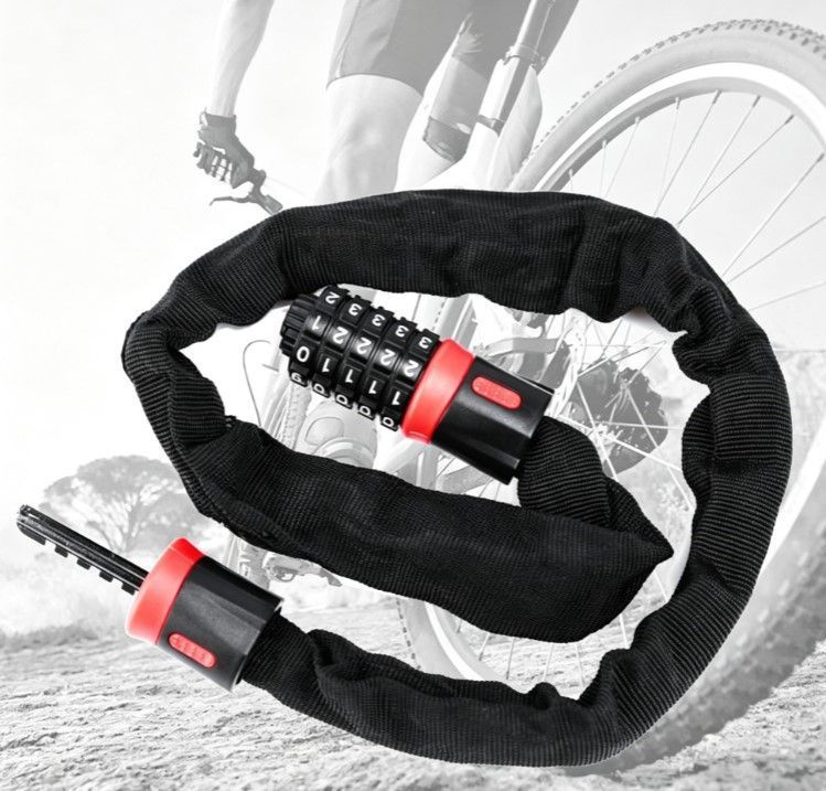 Bike Combination Lock - Black Red, 1.2m