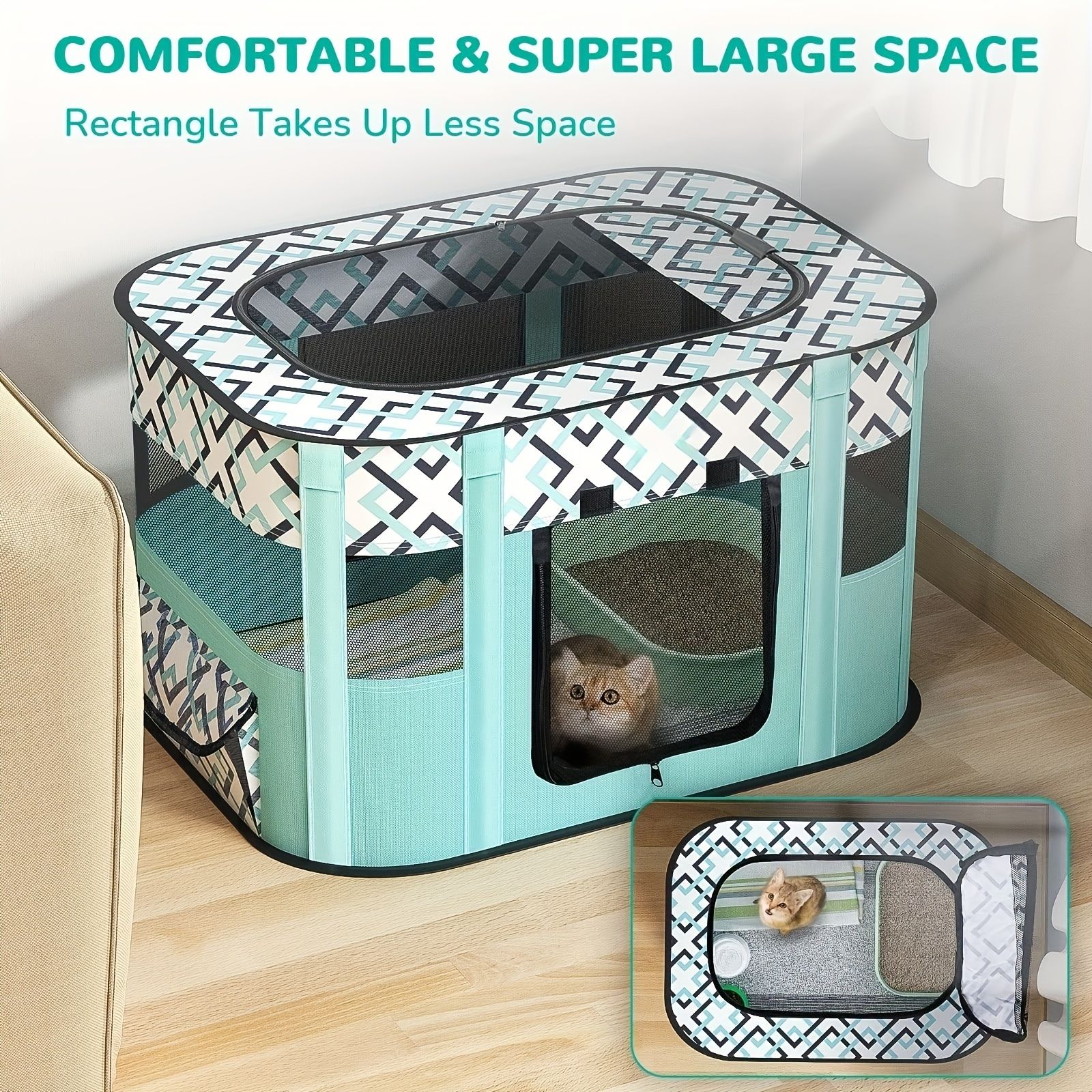 1 piece hot sale cat nursery pet nursery, foldable with a black handbag cat dog cage fence dog cat bed pet supplies tent puppy kitten nursery โ image 2