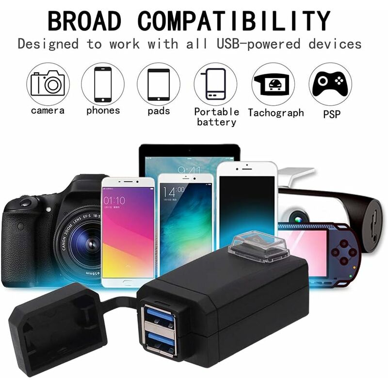 Motorcycle Charger 2 Usb Ports Socket Adapter Quick Charge 3.0 12-24V Usb Mobile Phone Power Charger With Switch For — image 4