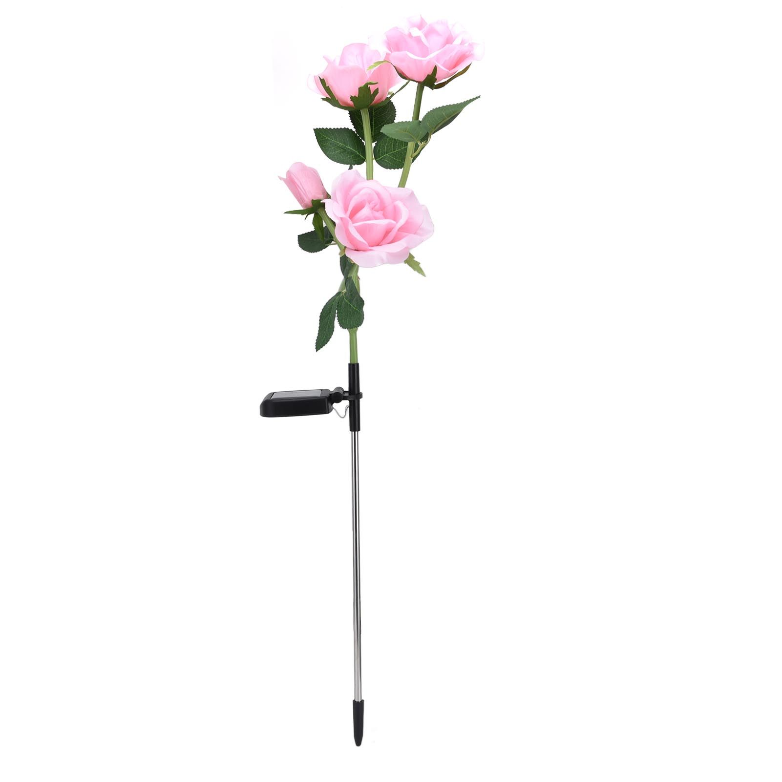 Solar Rose Light 4 Head IP65 Waterproof Decorative LED Flower Landscape Lamp for Garden Courtyard(Pink Color Light LED ) — image 4