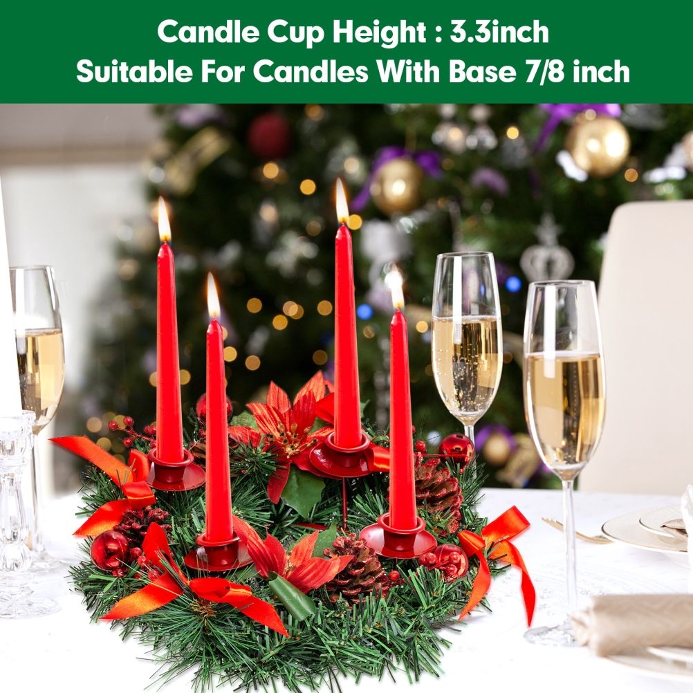 Christmas Advent Wreath Fir Wreath Christmas Arrangement Decorative Wreath with Candle Holder & Ribbon — image 4