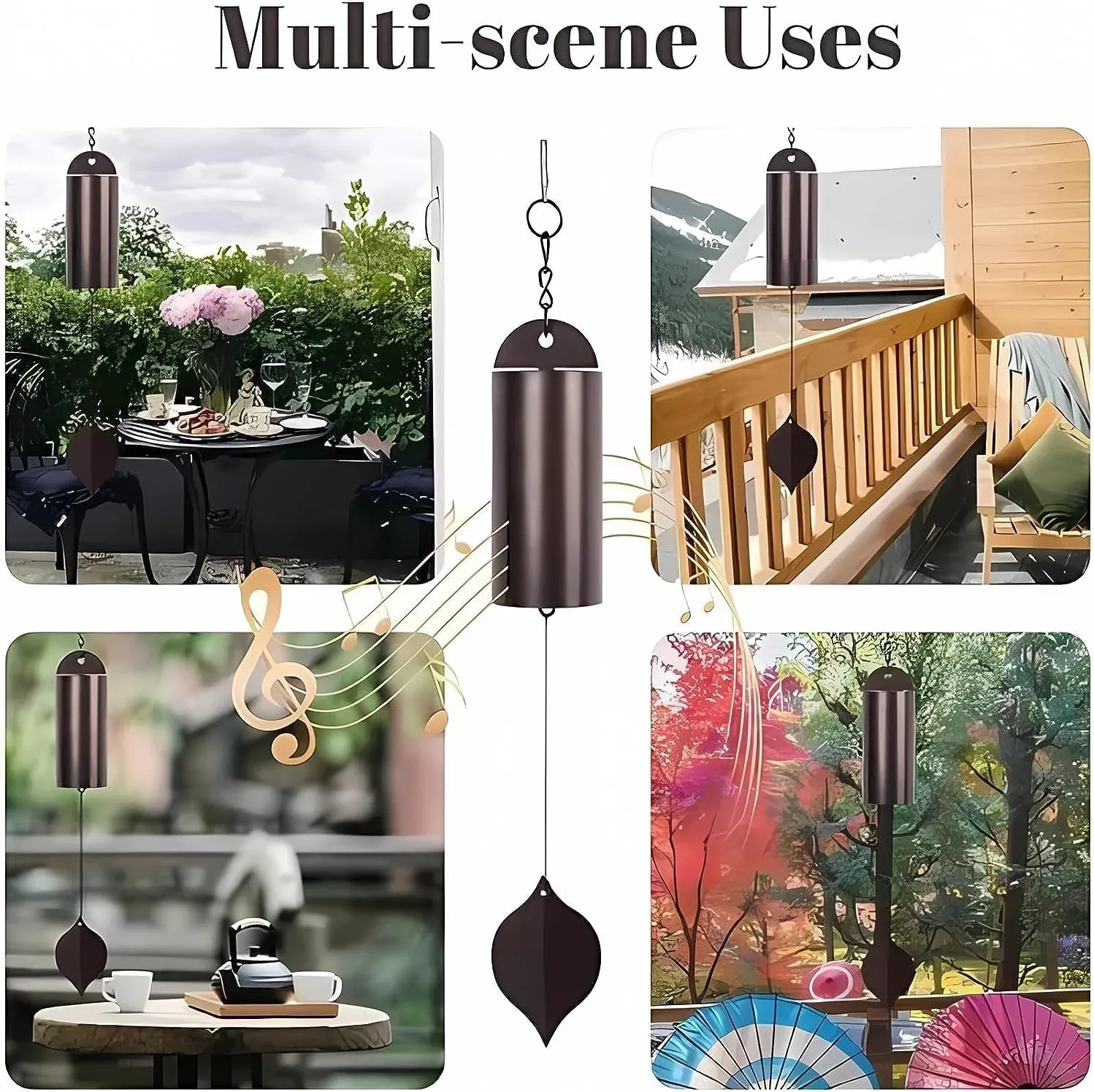 Wind Chimes Outside Deep Resonance Low Tone Serenity Bell Copper Garden Decor for Patio Porch Yard, for Garden Yard and Outdoor Use — image 3