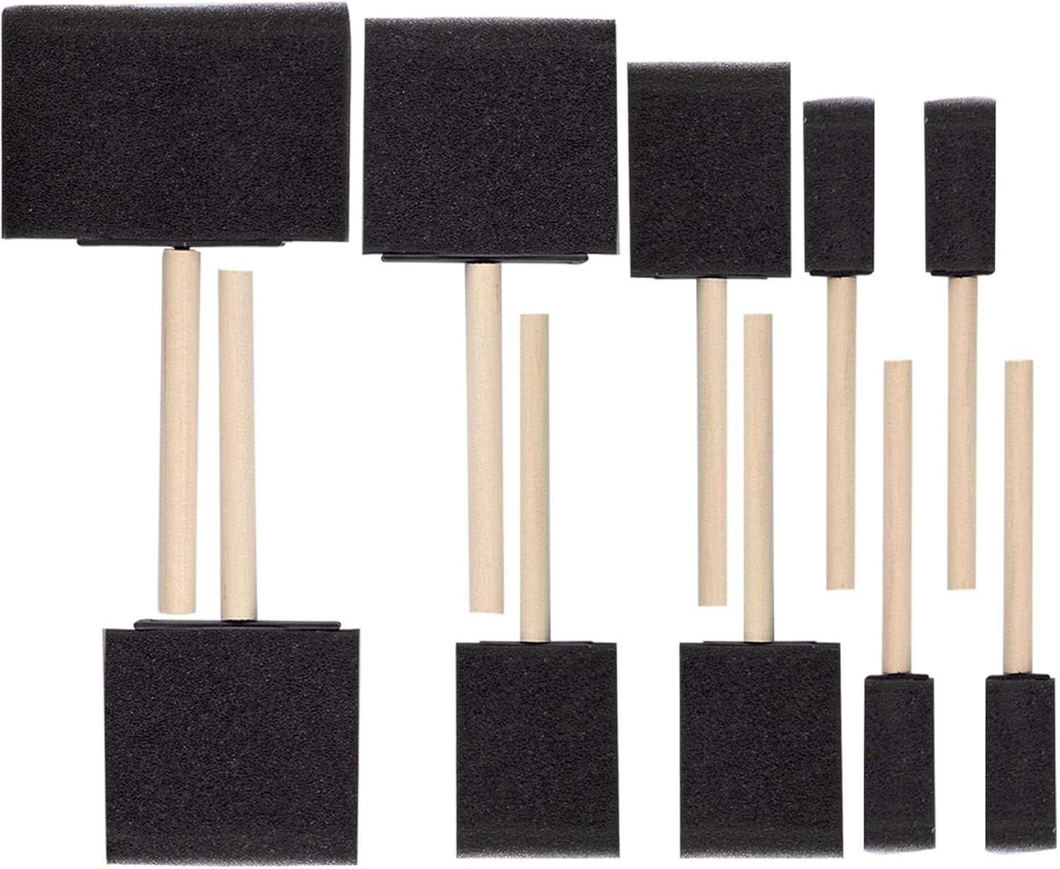 10 Foam Paint Brush Set with Durable Wood Handle, Reusable Disposable Poly Sponge Brush to use with Paint, Stains, and Varnishes, Foam Paint Applicator Ideal