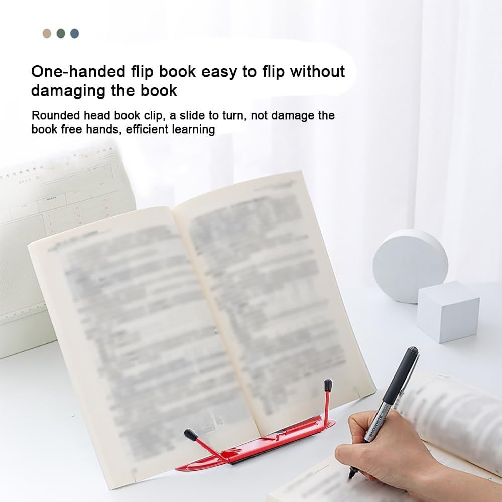 File Sorters Portable Book Holder Adjustable Reading Rest Recipe Cookbook Stand Cell Phone Stand for Cookbook Textbook Tablet Holder ( Red) โ image 3
