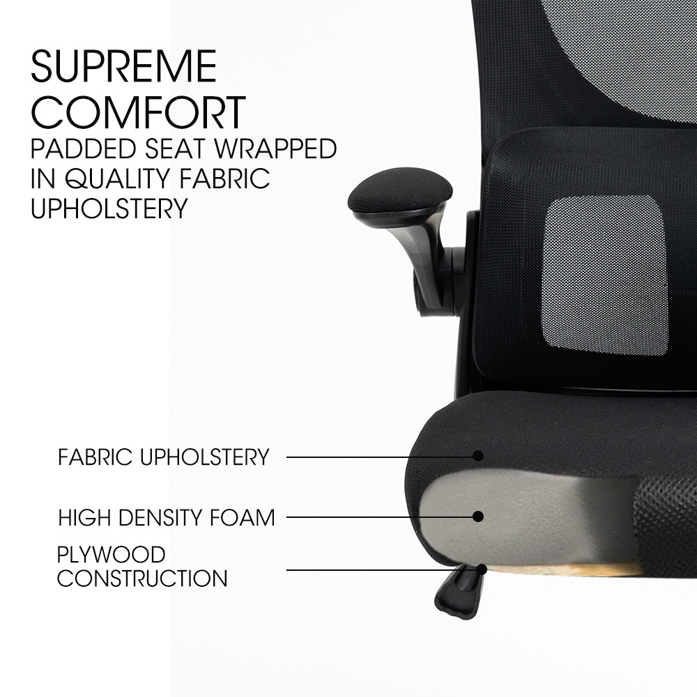 FORTIA Ergonomic Office Desk Chair, Lumbar Support, Mesh Fabric, Adjustable Headrest, Retractable Armrests, Black — image 3