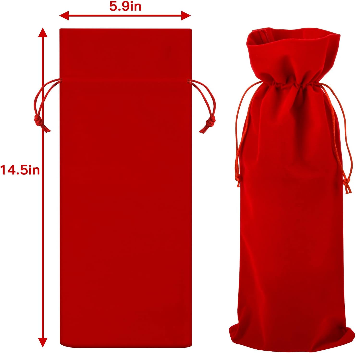 Homakover Luxury Velvet Wine Bag Wine Gift Bags, 6 Pcs Wine Bottle Bags with Double Drawstring Closure, 14.5"x 5.9" Reusable Bottle Bag For Christmas Wedding — image 3