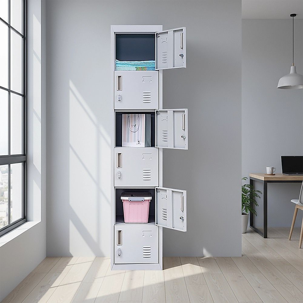6-Door Locker for Office Gym Shed School Home Storage — image 7
