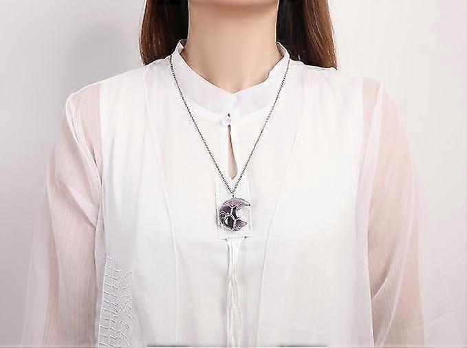 Tree of Life Wire Wrapped Crescent Moon Pendant Necklace Reiki Healing Crystal Stone Necklaces Natural Gemstone Quartz Jewelry for Women โ image 2