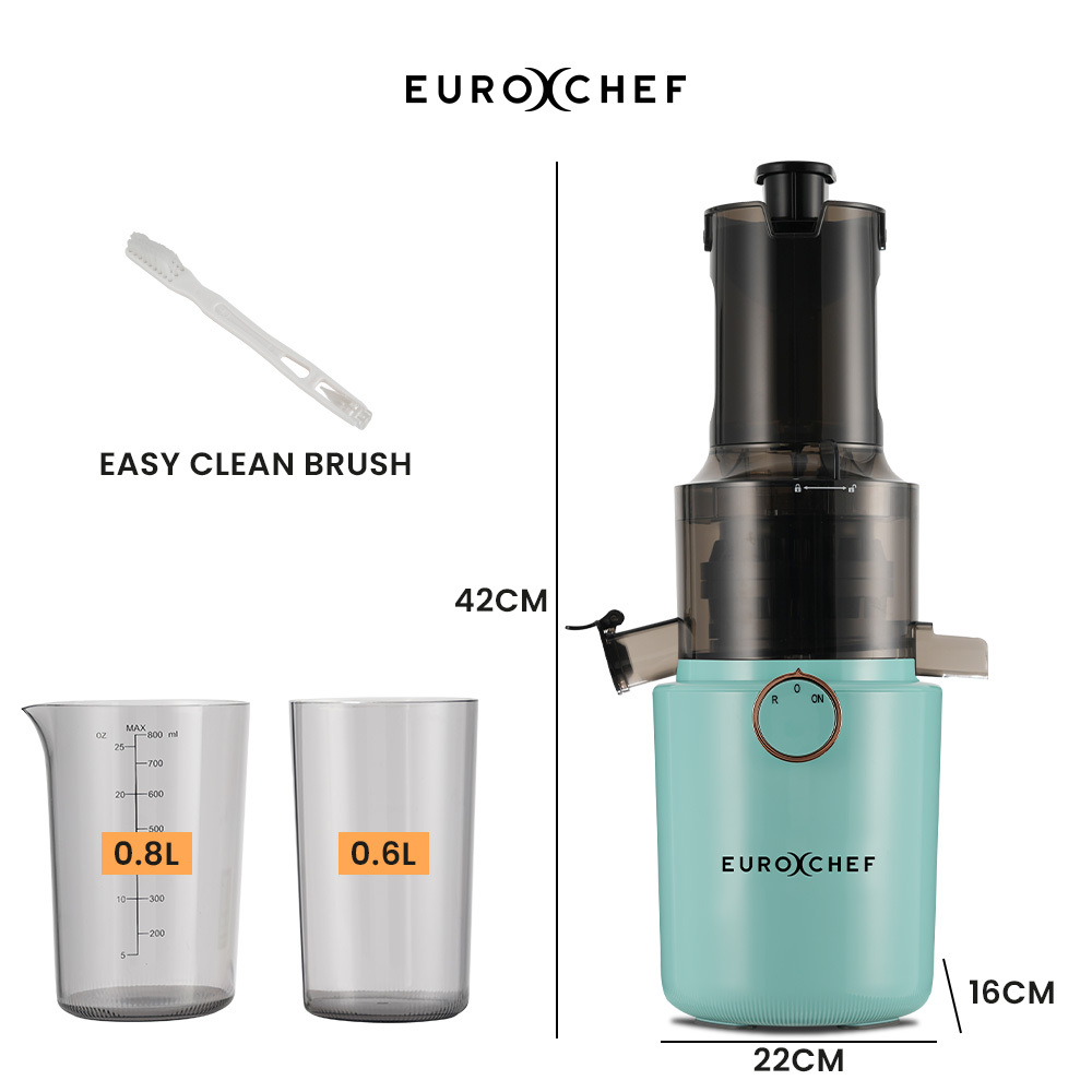 EUROCHEF Cold Press Slow Juicer Machine, Large Chute, 200W, Seafoam Green โ image 2