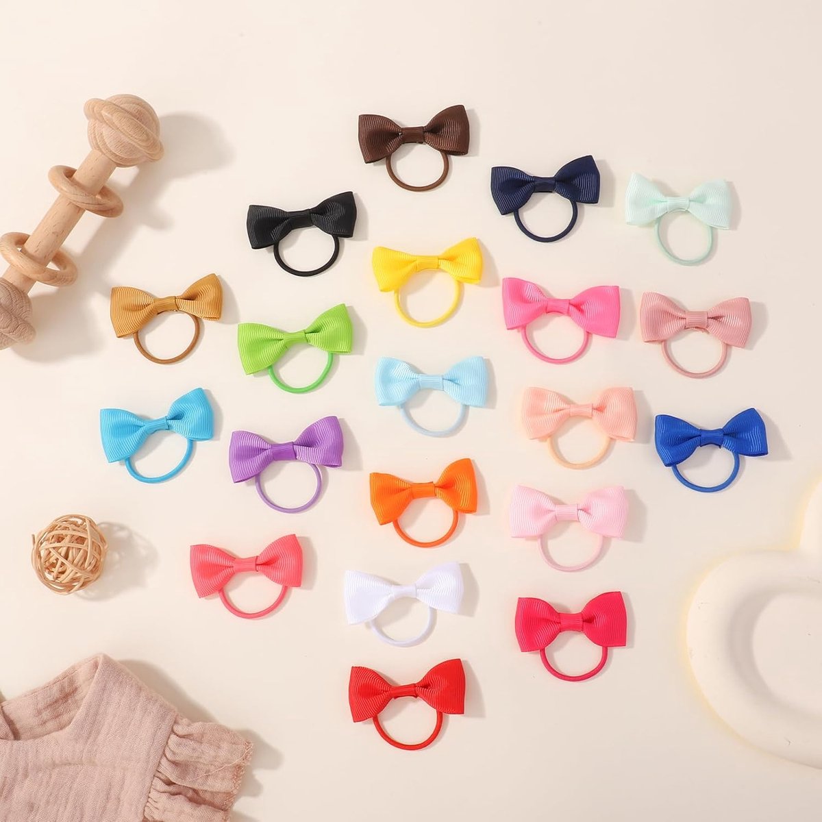 Pack of 40 multicolored hair clips and hair ties for baby girls, elastic headbands, hair ties for ponytails, elastic bands and hair cords - 40 pieces per pack — image 5