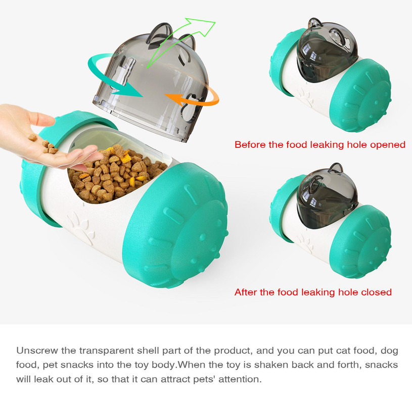 Pet Tumbler Treat Dispenser Ball,Interactive Feeding Toy for Dogs and Cats(Black and white) โ image 5