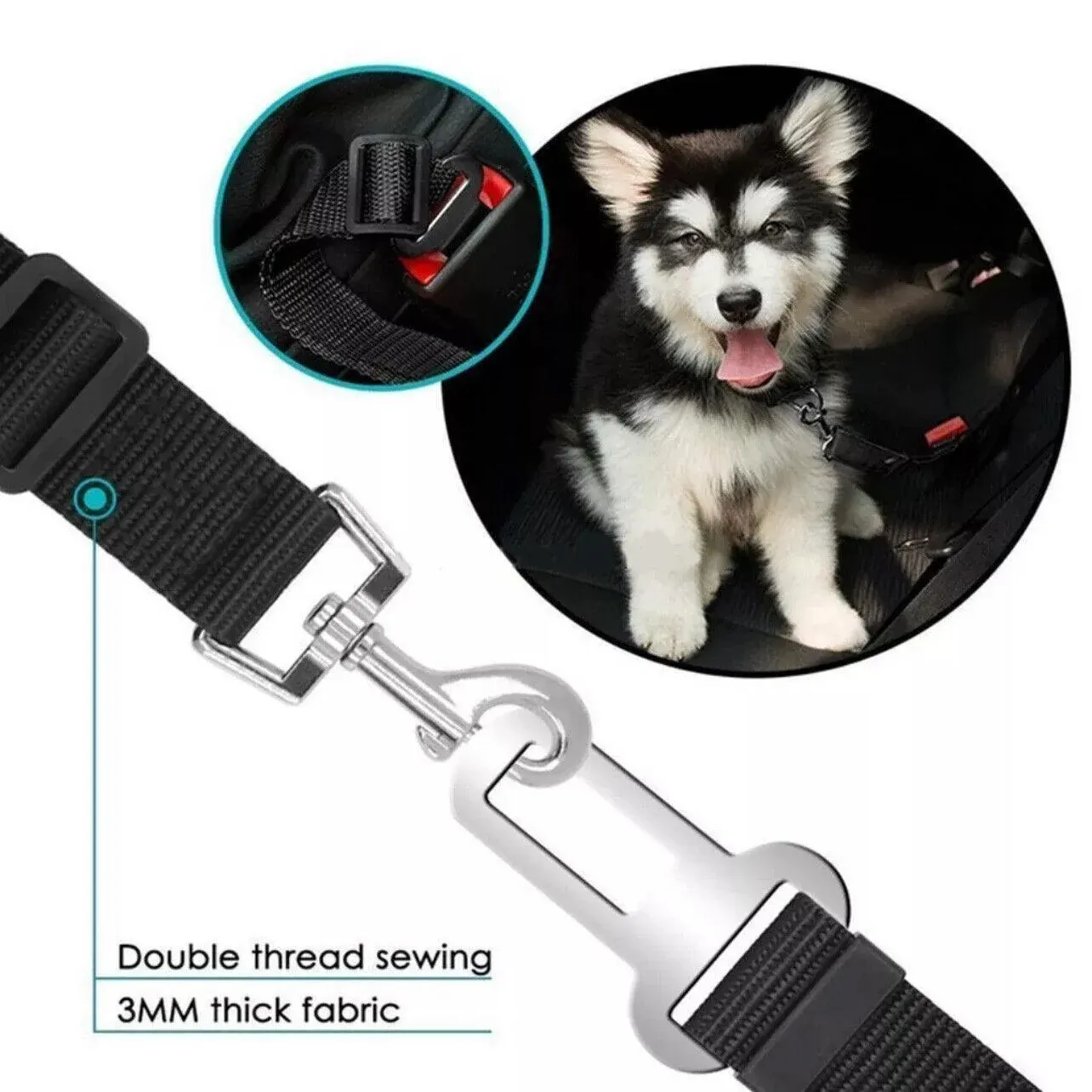 Adjustable Pet Harness Lead for Car Travel with Clip Attachment Nylon Restraint Strap - Blue โ image 6