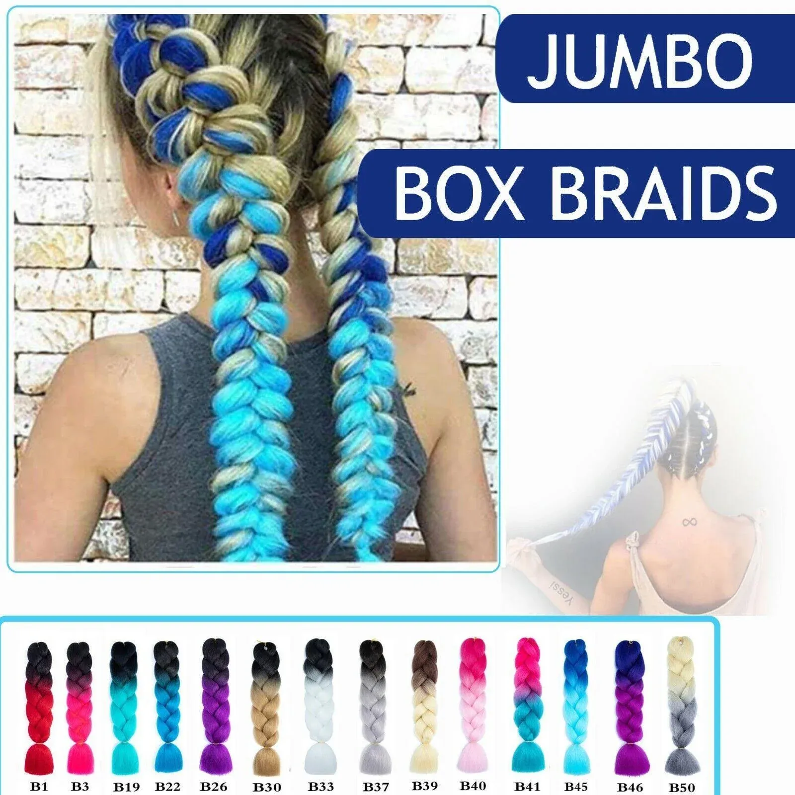 Coloured Jumbo Braiding Hair Extensions Braids Twist Hight Temperature Kanekalon - 27# — image 4