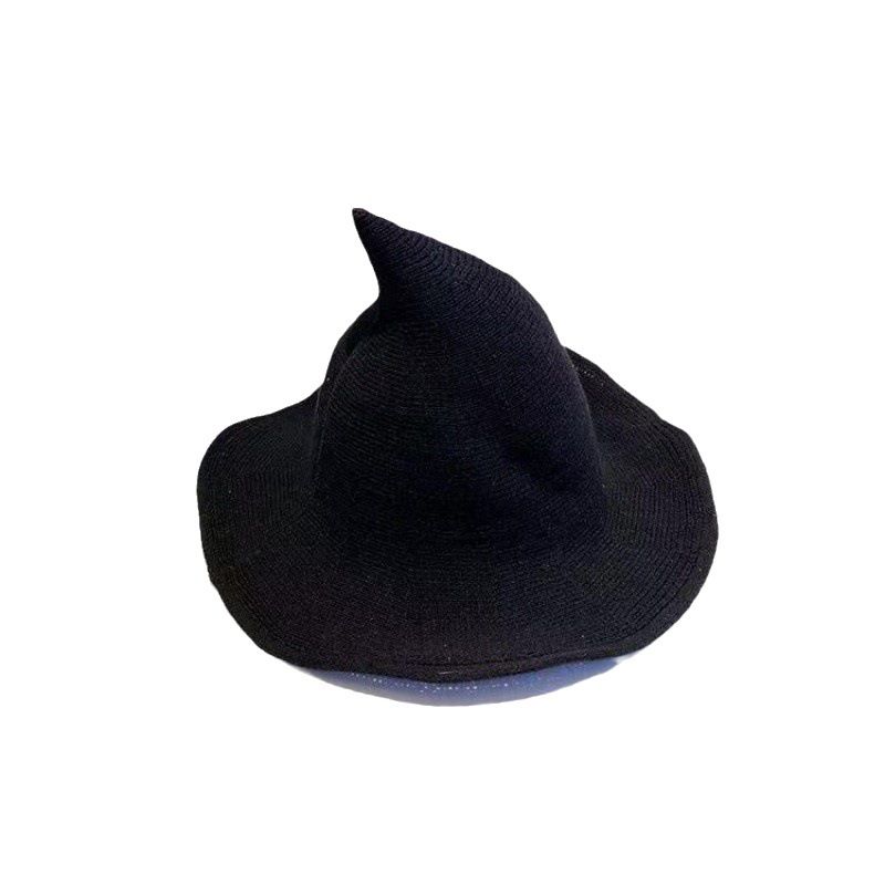 Halloween witch hat, women's wide brimmed foldable pointed hat, Halloween party costume accessories. Witch Hat Wool