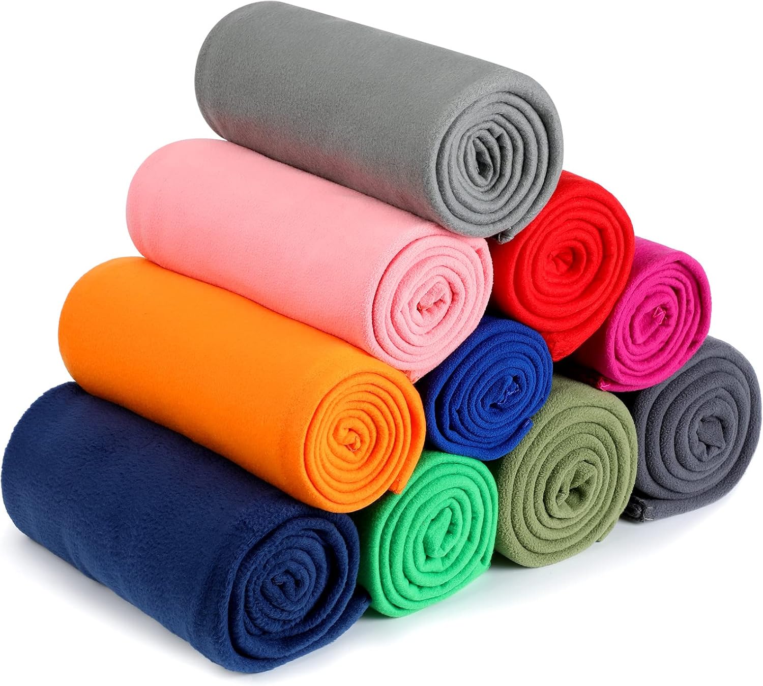 10 Pcs Fleece Blanket Bulk 50 × 60 Inch Soft Lightweight Travel Throw Solid Colors Fleece Airplane Blanket for Pet Bed Couch Sofa Home Office Wedding Gifts