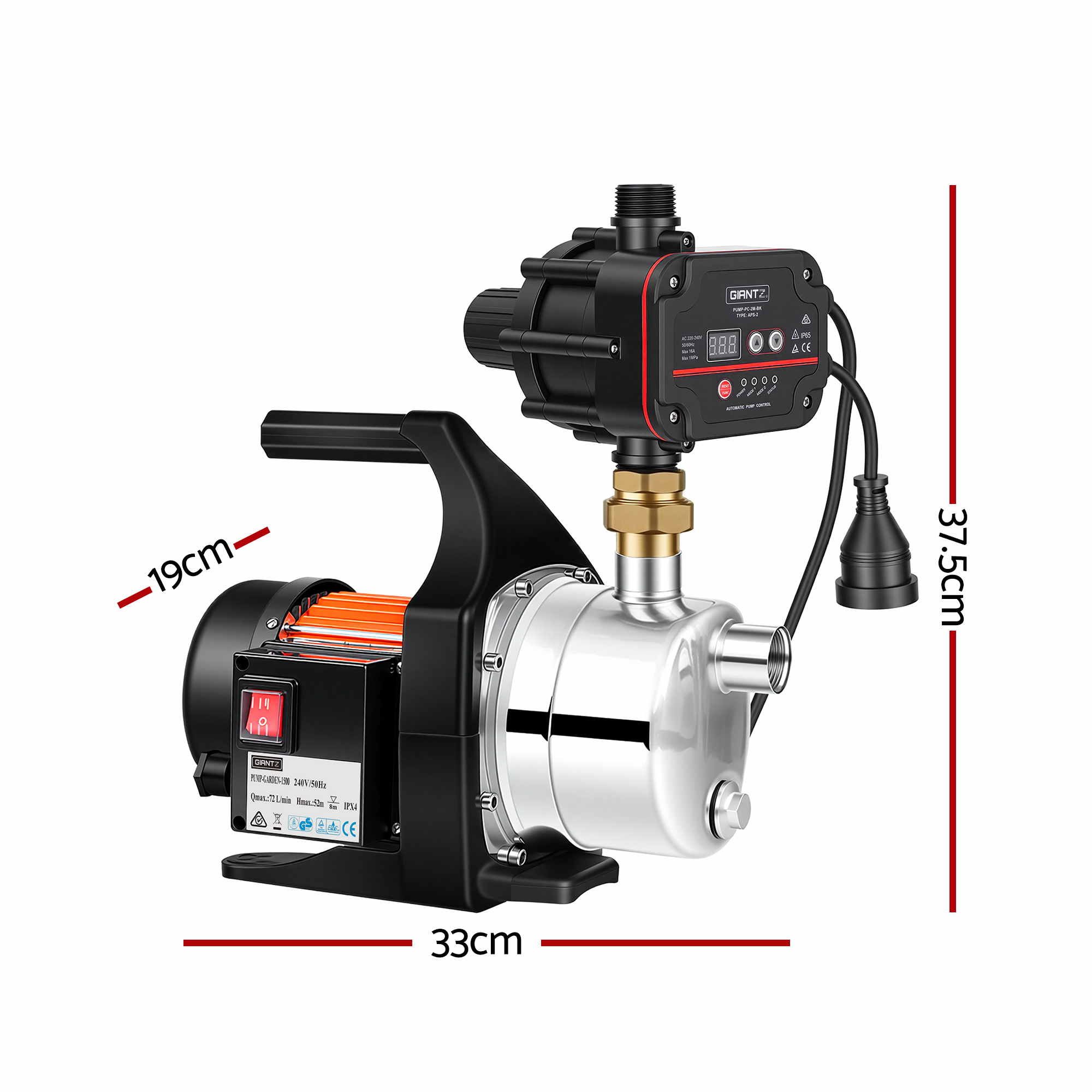Giantz Garden Water Pump Auto Controller Tank Rain Farm Irrigation 1500W Max โ image 2