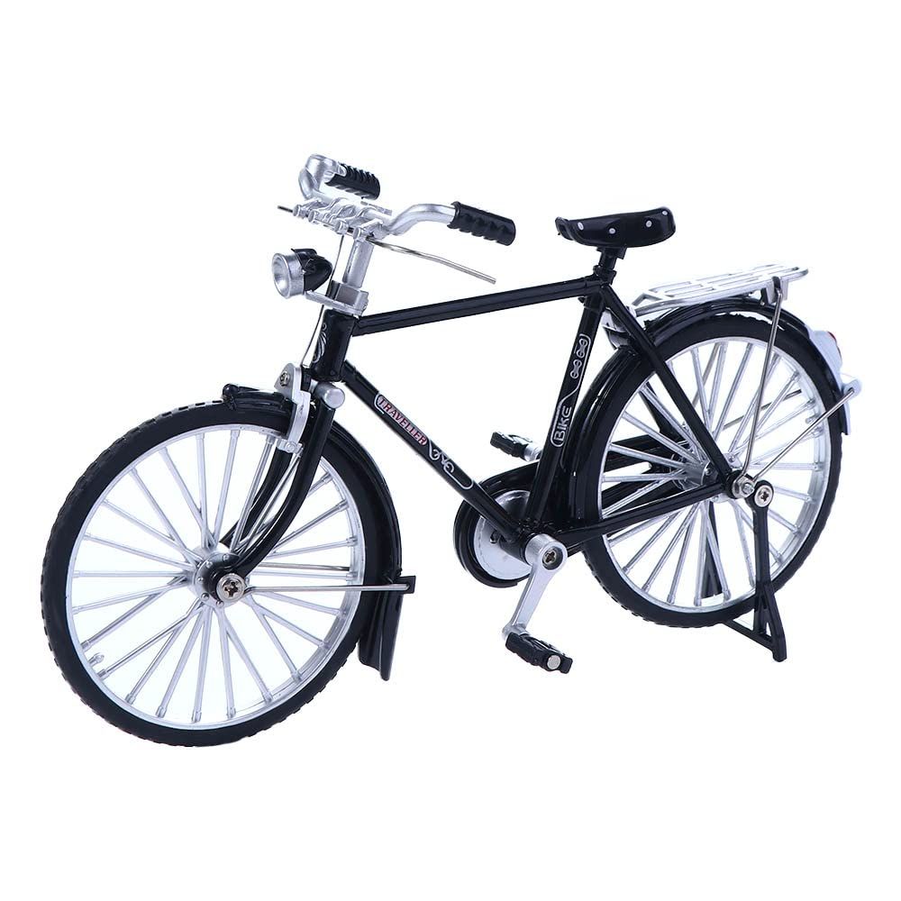 Mini Bike Model, Scale Retro Bicycle Model Ornament Mini Bike Decoration Retro Bicycle Model Collections Vintage Bike (Black)