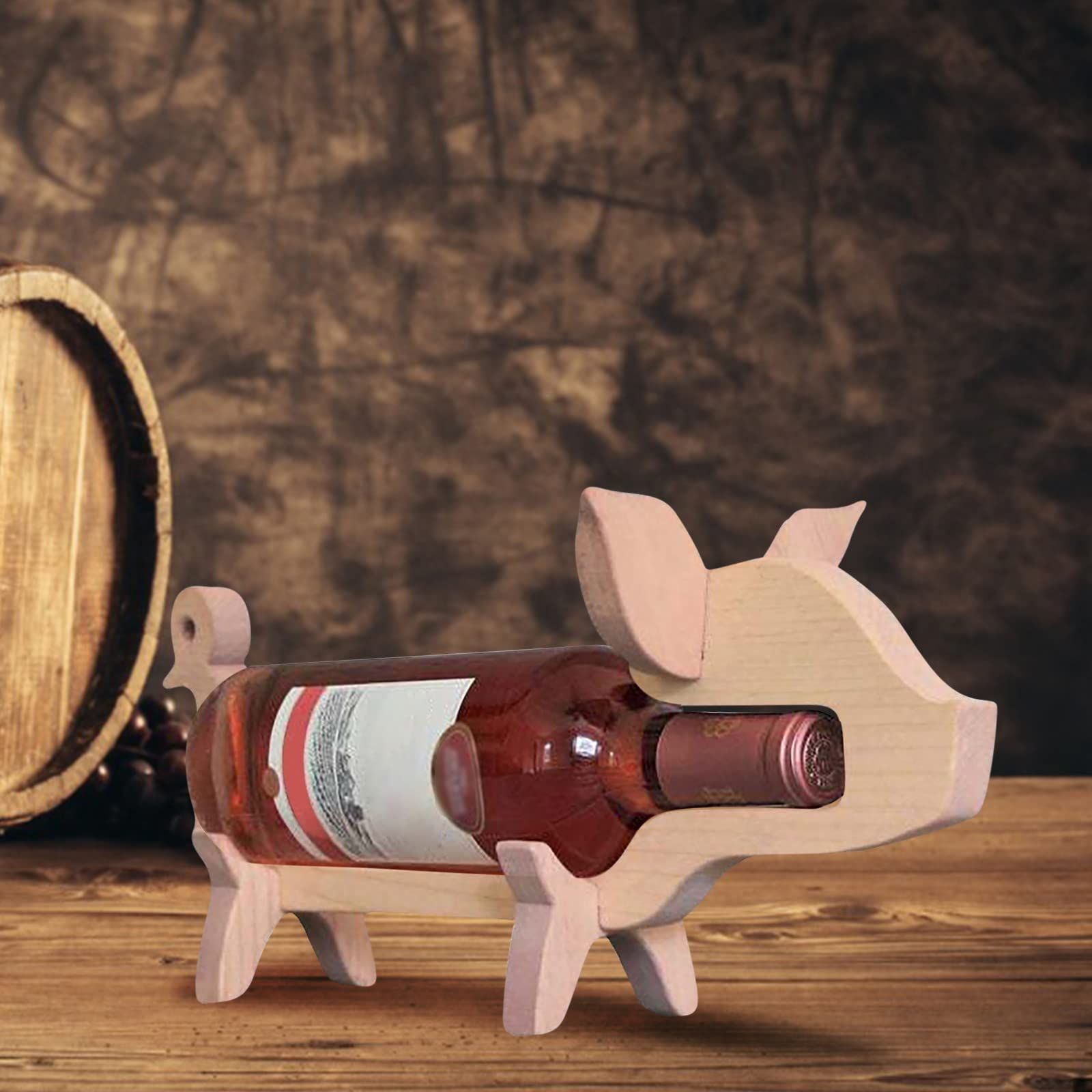 Large Wine Rack Storage Wooden Wine Rack Pig Ornamentsrack Ornaments Wine Cabinet Decorations Coffee Organizer โ image 3