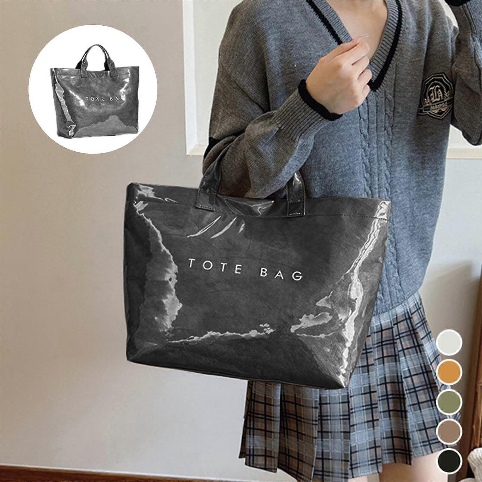 PVC Tote Bag for Women Large Fashion Solid Color Letter Print Tote โ image 5