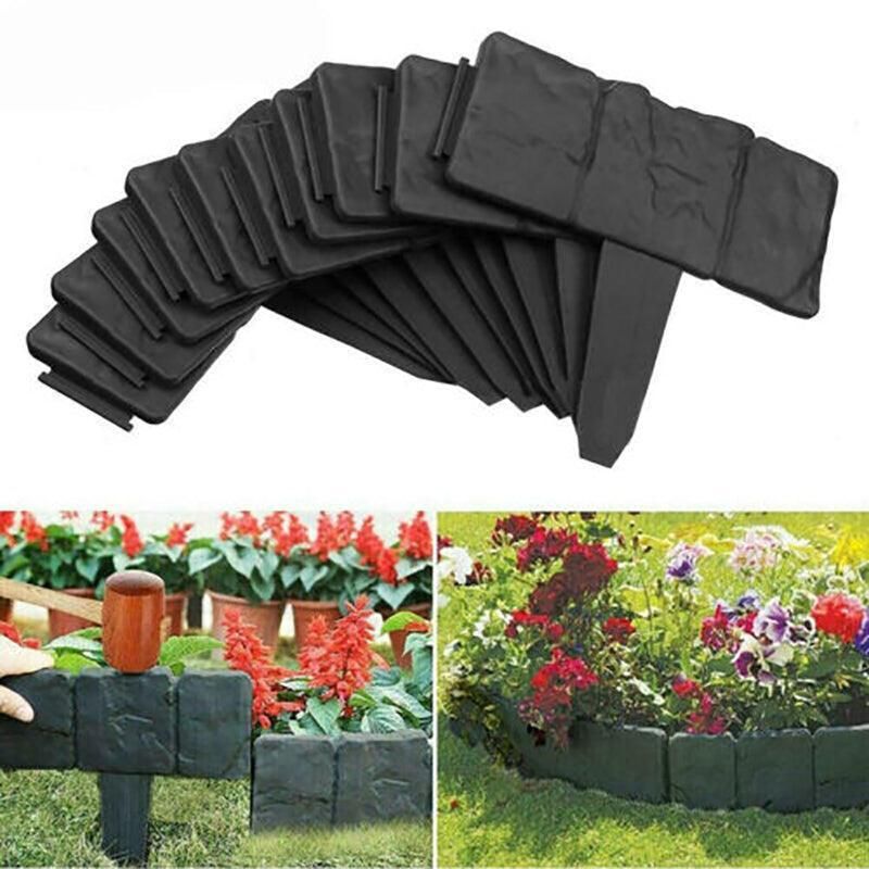 20pcs Garden Fence Edging Plastic Lawn Border for Outdoor Yard Flower Bed - Grey โ image 6