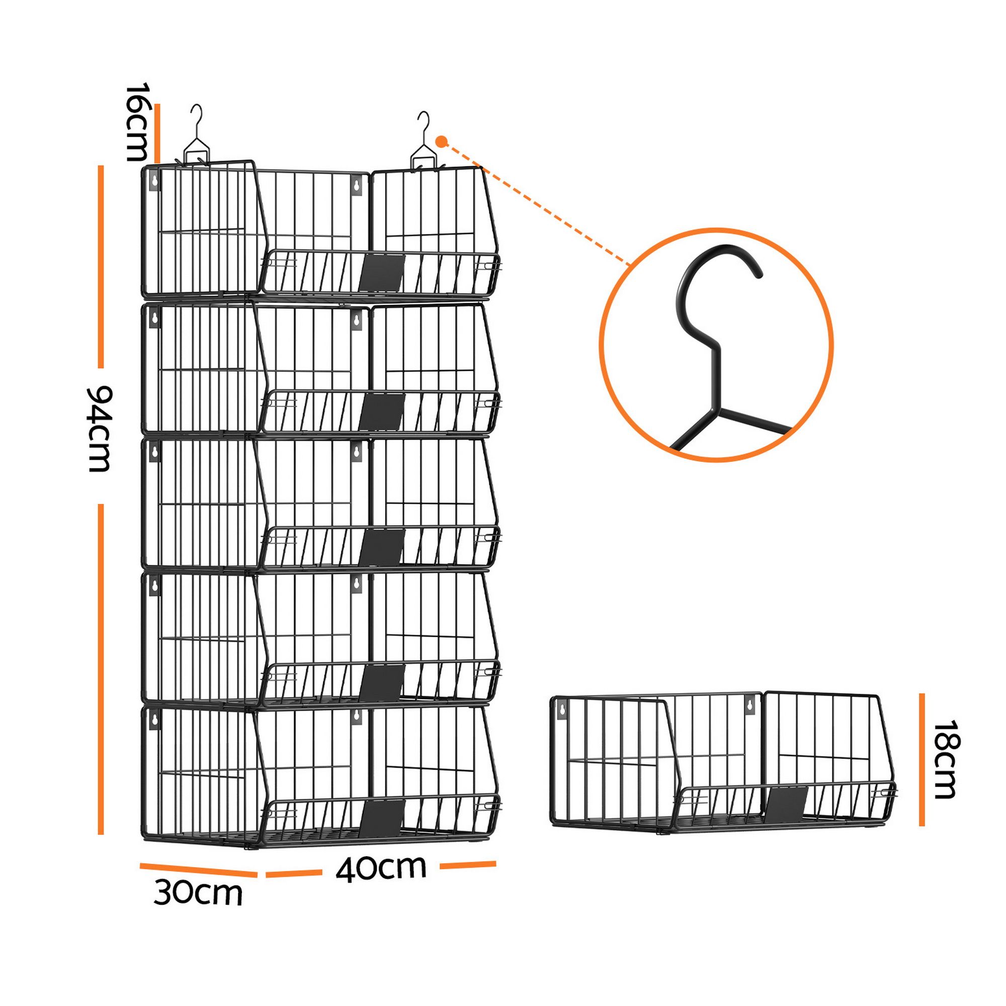 Artiss 5 Tier Stackable Closet Organizers and Storage Closet Hanging Storage Organizer Shelves โ image 2