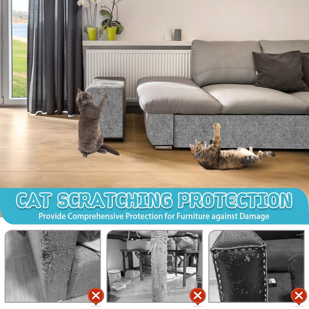 Cat Scratching Pad DIY Cat Accessory Cat Furniture Protection Cat Climbing - Dark Gray - Size 15.8''×118'' — image 5
