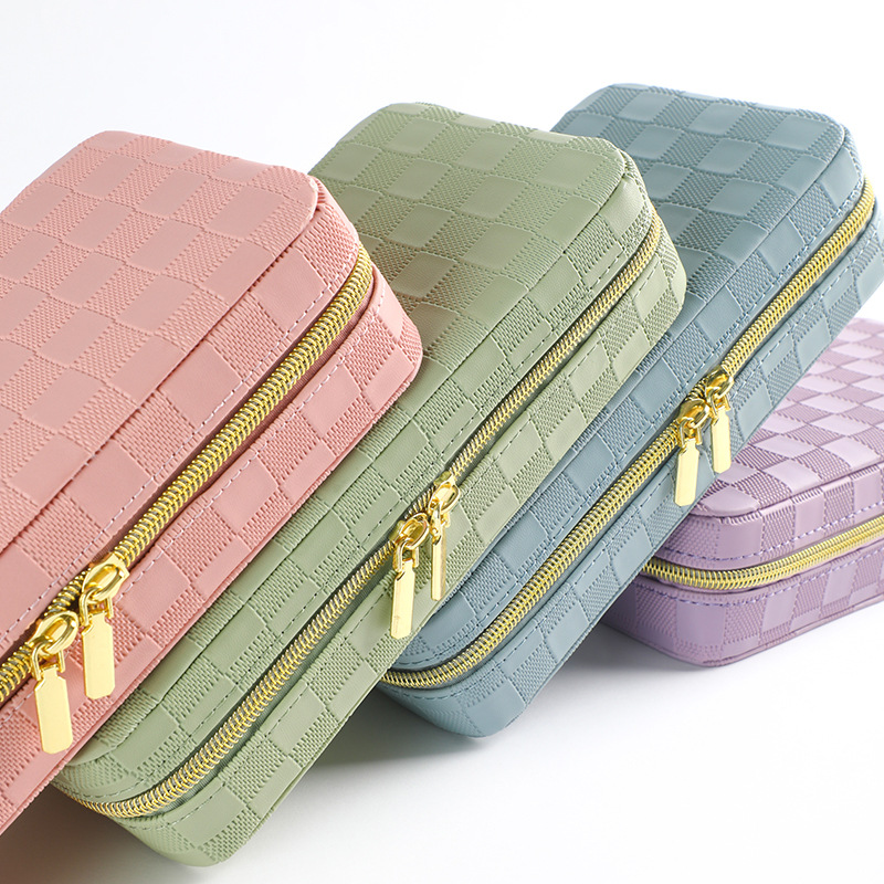Pink Stylish PU Leather Travel Jewellery Box - Compact Organizer for Rings, Earrings, Necklaces with Mirror โ image 3