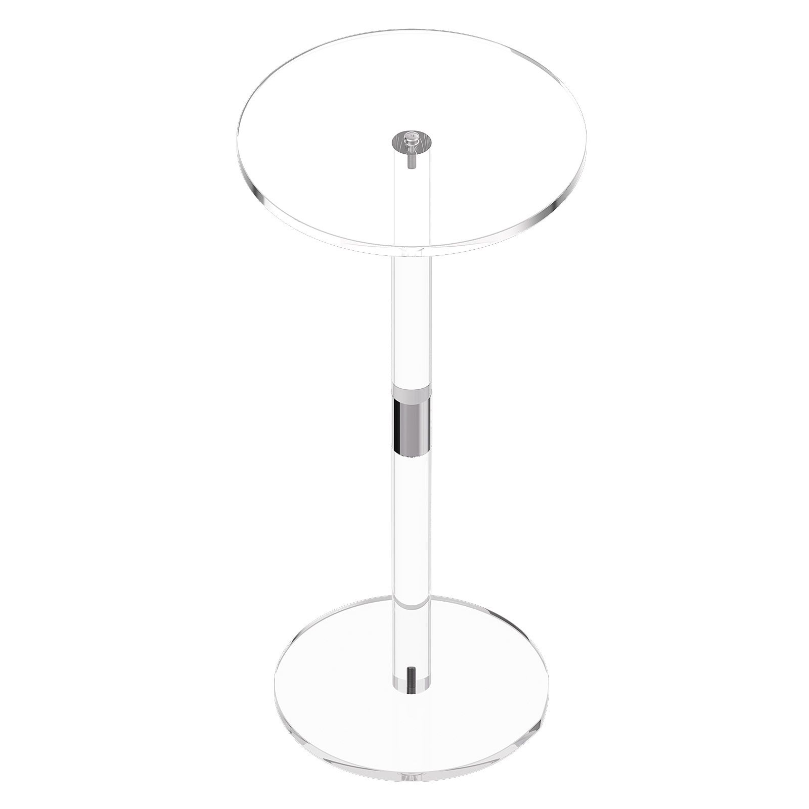 Acrylic Drink Table, Clear End Table Round Top with Solid Post, Modern Acrylic Cake Table Stand, Transparent Side Desk for Coffee, Drink, Food, Snack, Easy