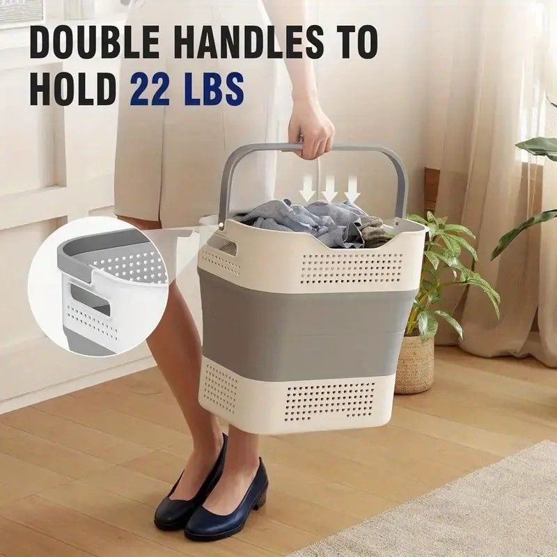 Multi-functional Folding Laundry Basket: Hassle-free Storage, One Basket for All Your Clothes Sorting.light brown — image 4