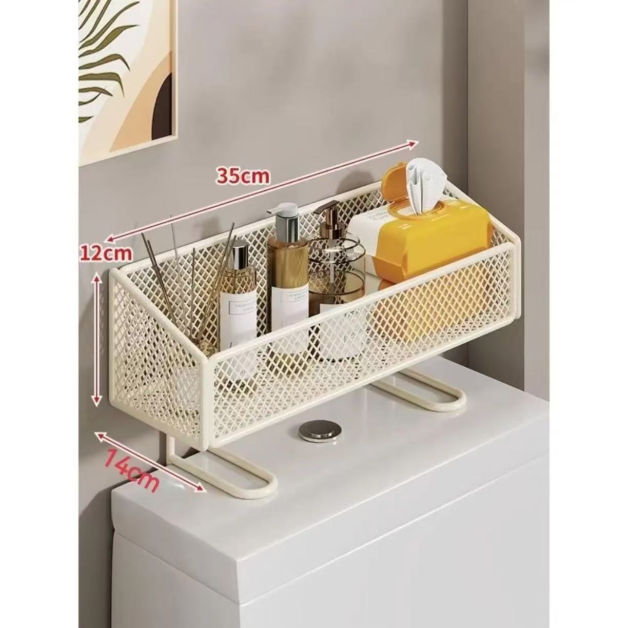 No-Drill Bathroom Storage Shelf, Wall-Mounted Toilet Organiser for Toiletries and Bathroom Essentials, White, 55 x 22.5 x 33 cm โ image 5