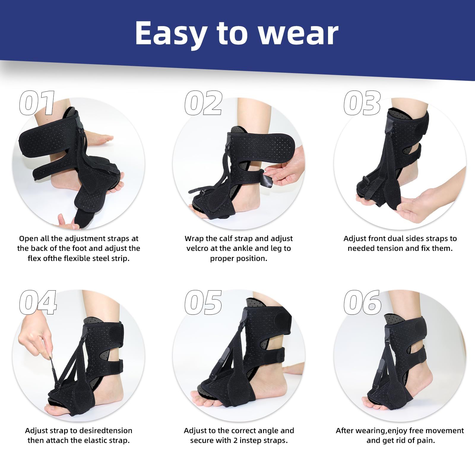 Plantar Fasciitis Relief Night Splint Women, Foot Plantar Fasciitis Brace Achilles Tendonitis Heel Pain Night Splint Support — image 4