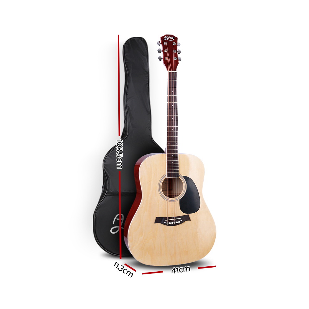 Alpha 41 Inch Acoustic Guitar Wooden Body Steel String Dreadnought Wood โ image 2