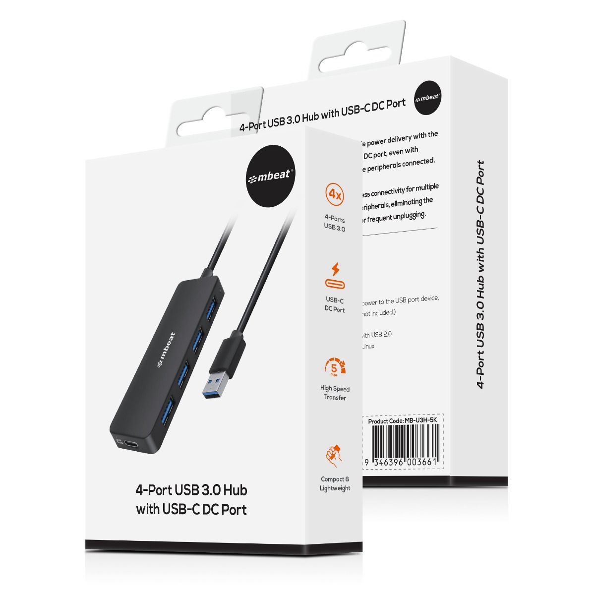 mbeat 4-Port USB 3.0 Hub with USB-C DC Port โ image 3