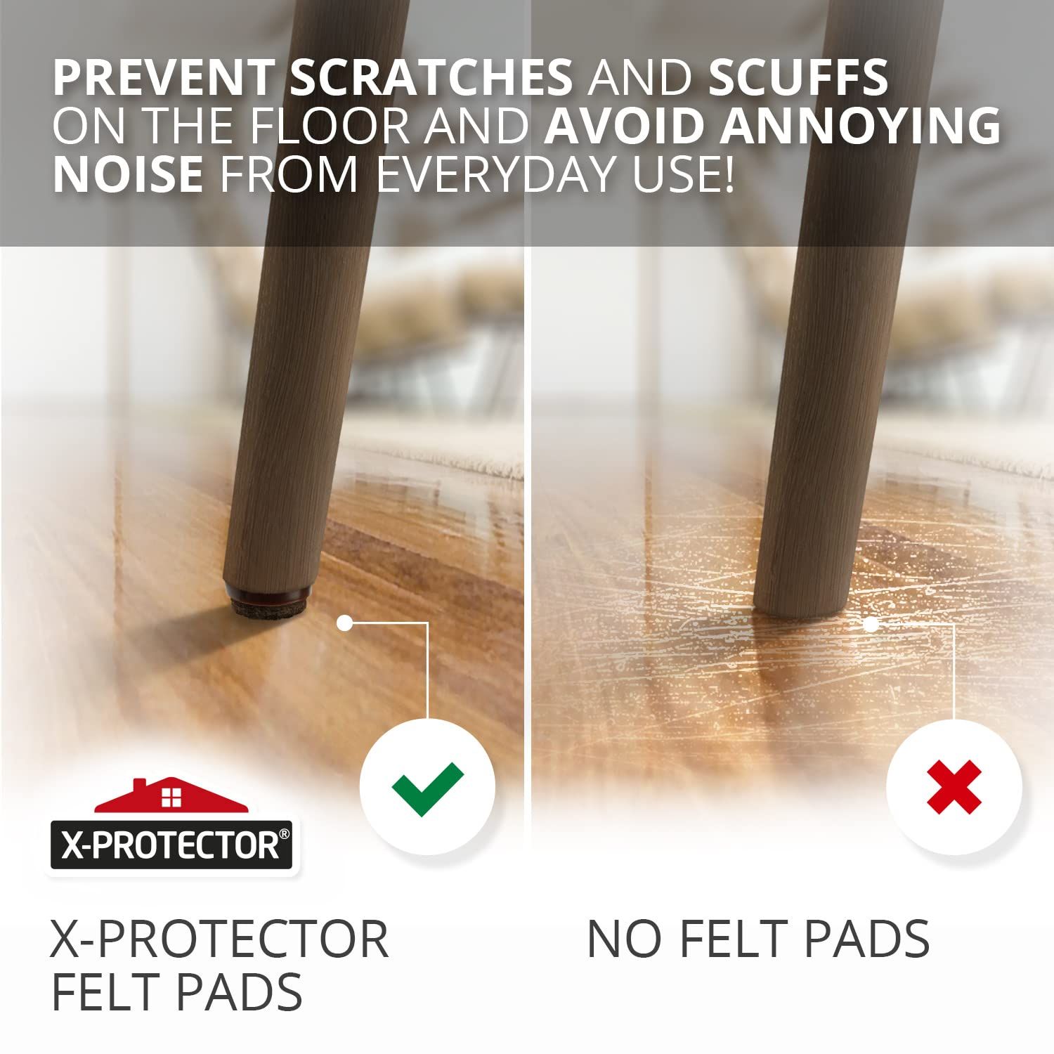 Furniture Pads-Felt Chair Pads for Hardwood Floors - Floor Protectors for Furniture Legs-Best Furniture Sliders for Hardwood(4pcs) — image 3