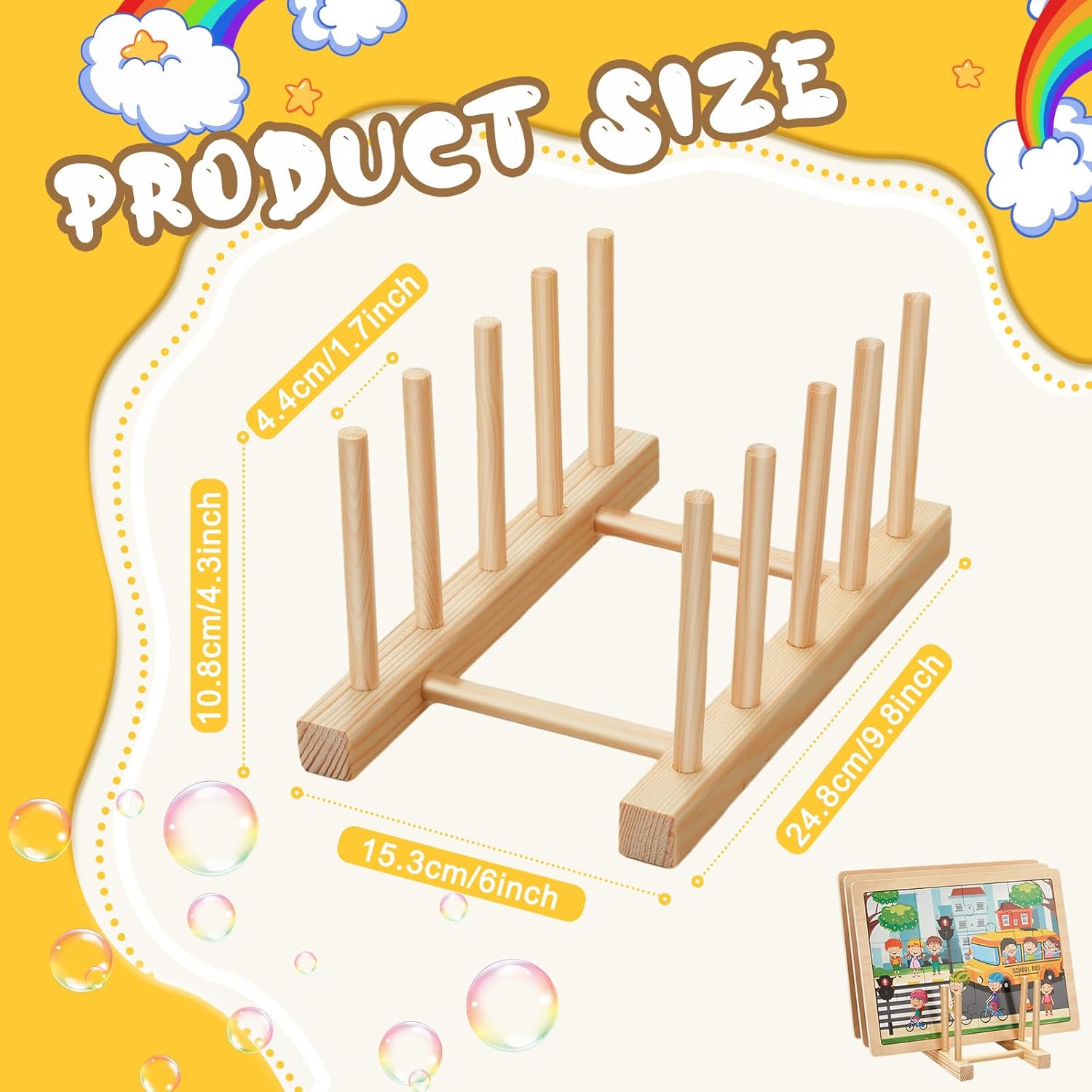 2 Pcs Wooden Puzzle Display Stand Jigsaw Holder Rack Puzzle Pot Lid Storage Organizer Shelf for Playroom Decor Craft Collection Lovers — image 2