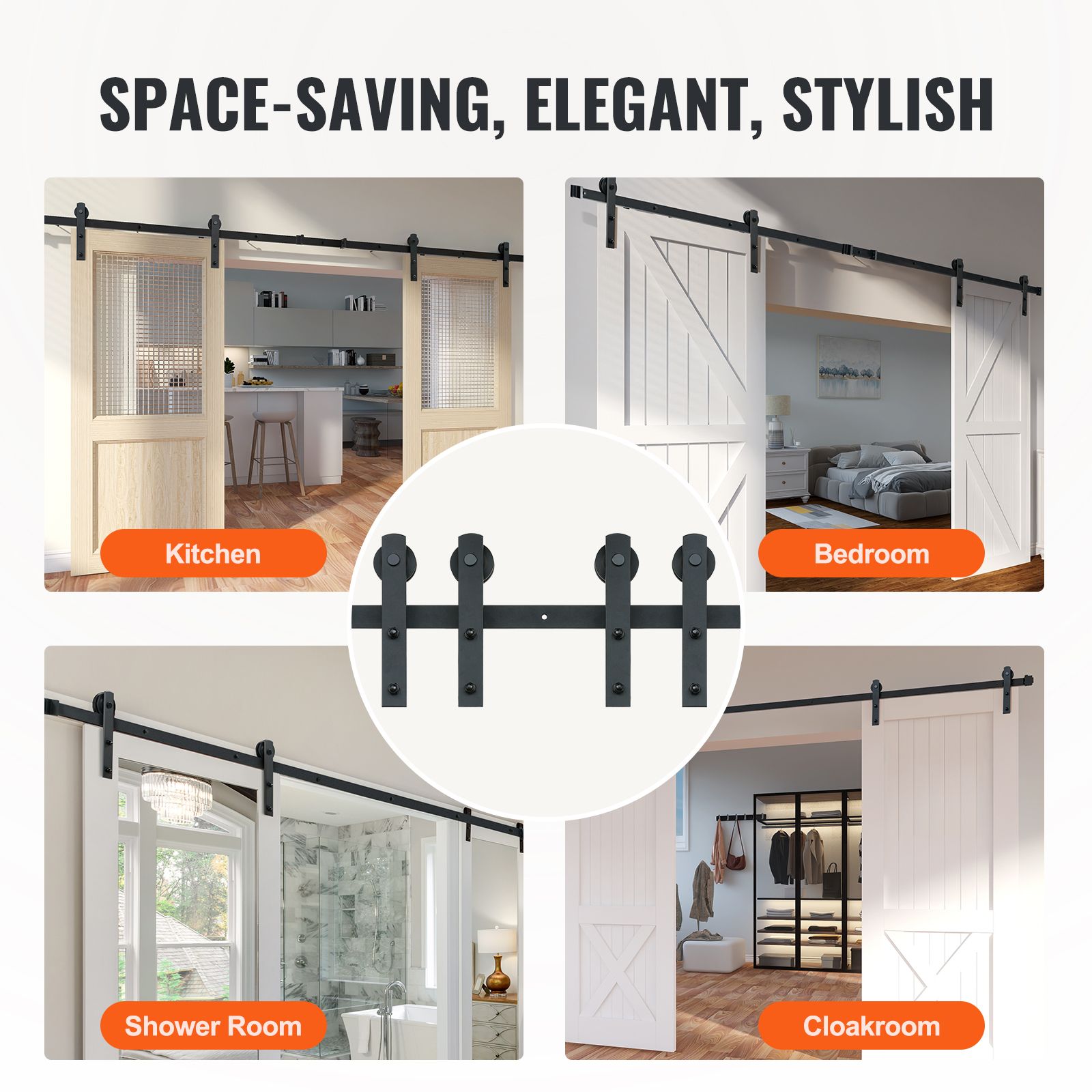 8FT Sliding Barn Door Hardware Closet Track Kit for Double Doors I Hanger — image 6